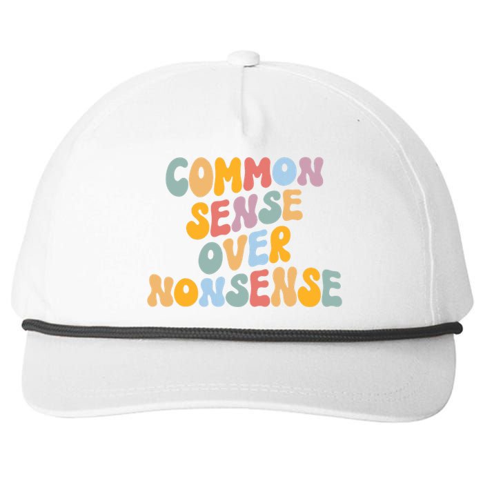 Common Sense Over Nonsense For Kamala Harris 2024 Snapback Five-Panel Rope Hat