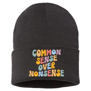 Common Sense Over Nonsense For Kamala Harris 2024 Sustainable Knit Beanie