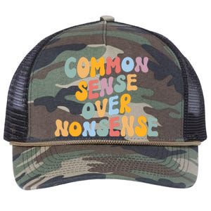 Common Sense Over Nonsense For Kamala Harris 2024 Retro Rope Trucker Hat Cap