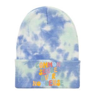 Common Sense Over Nonsense For Kamala Harris 2024 Tie Dye 12in Knit Beanie