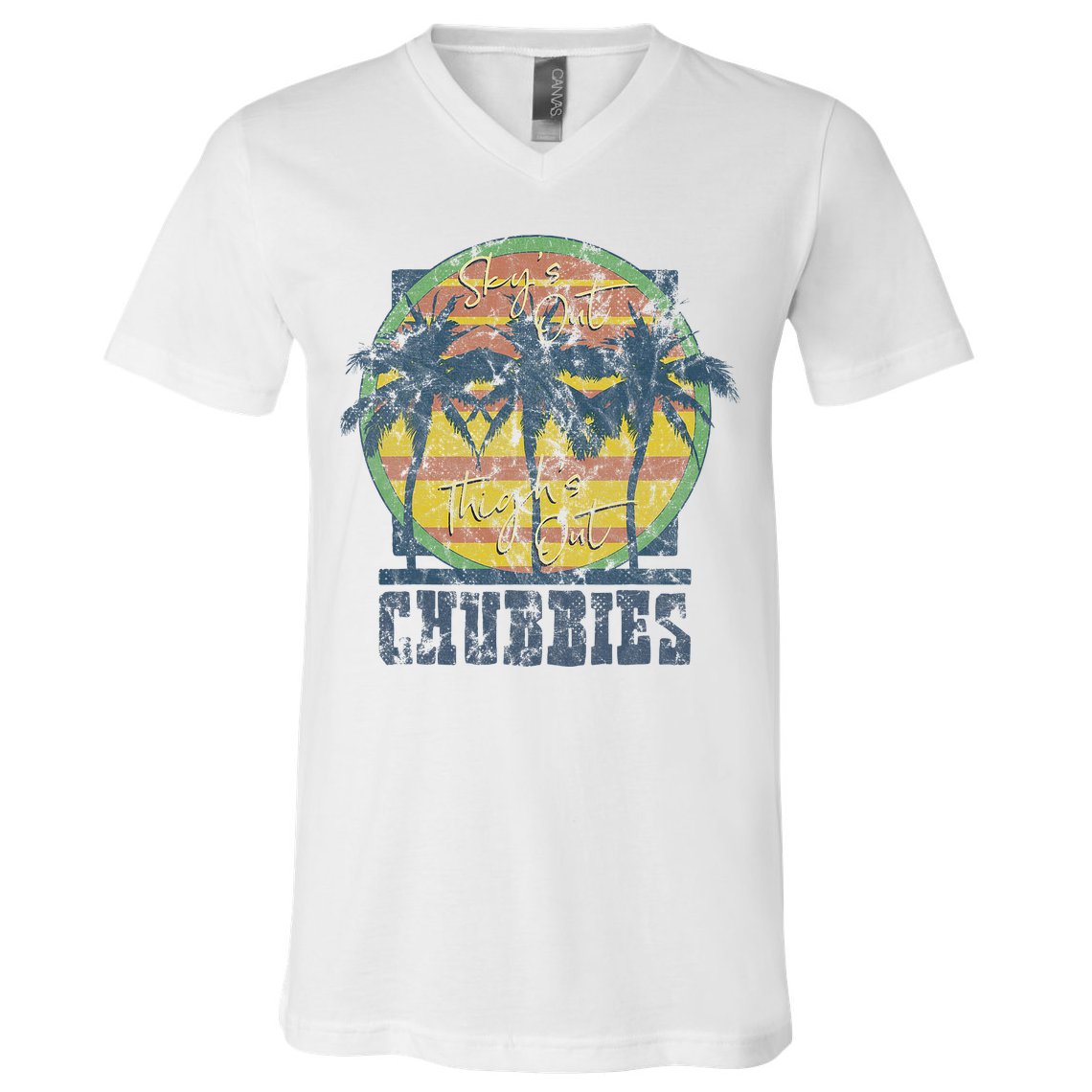 Chubbies Sky’S Out Thighs Out Vintage Retro Beach V-Neck T-Shirt
