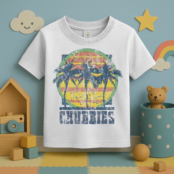 Chubbies Sky’S Out Thighs Out Vintage Retro Beach Toddler T-Shirt