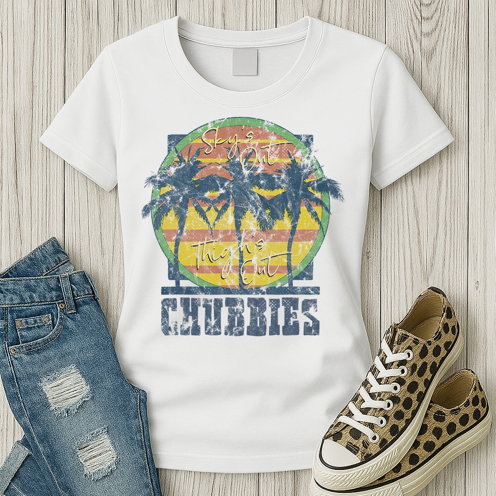 Chubbies Sky’S Out Thighs Out Vintage Retro Beach Womens T-Shirt