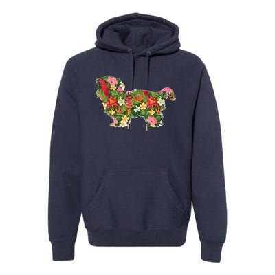 Cute Silhouette Of Shih Tzu Dog Hawaiian Floral Summer Vibes Premium Hoodie