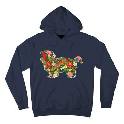 Cute Silhouette Of Shih Tzu Dog Hawaiian Floral Summer Vibes Tall Hoodie