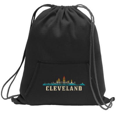 Cleveland Skyline Ohio Vintage Pride Retro Sweatshirt Cinch Pack Bag