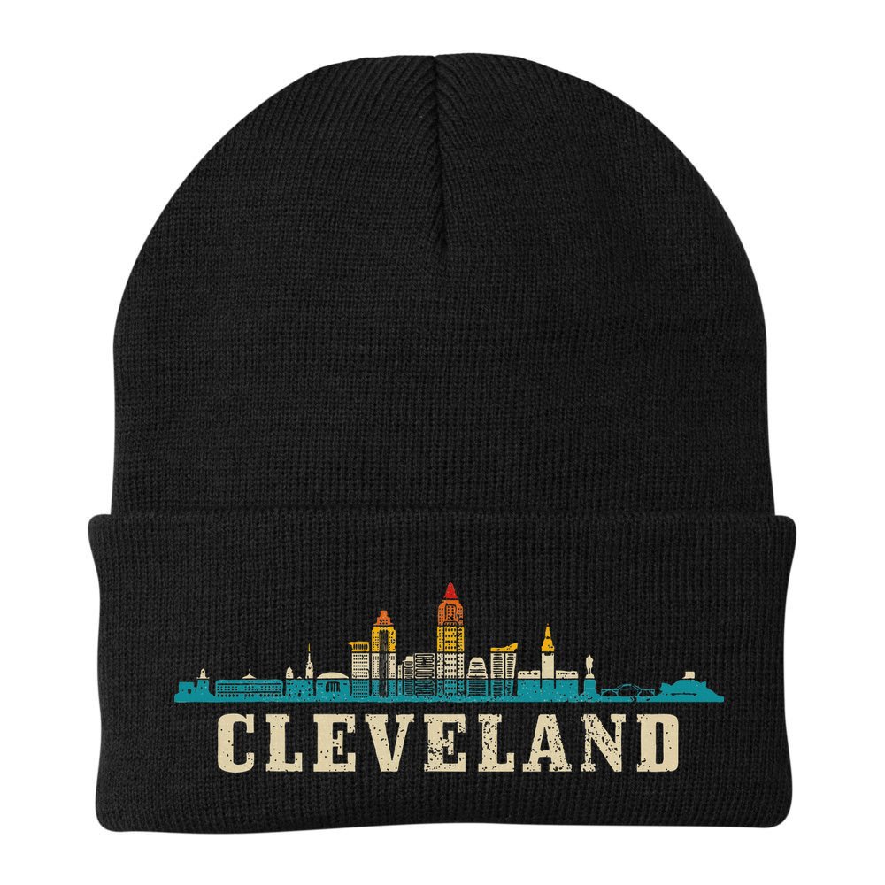 Cleveland Skyline Ohio Vintage Pride Retro Beanie