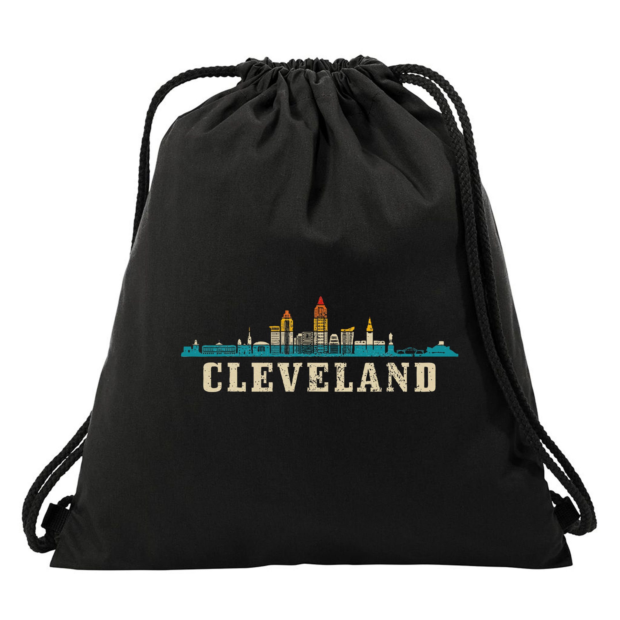 Cleveland Skyline Ohio Vintage Pride Retro Drawstring Bag