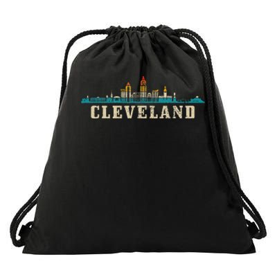 Cleveland Skyline Ohio Vintage Pride Retro Drawstring Bag