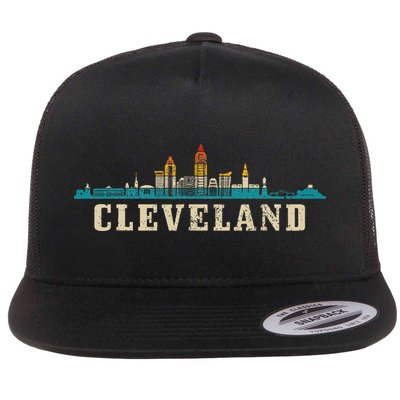 Cleveland Skyline Ohio Vintage Pride Retro Flat Bill Trucker Hat