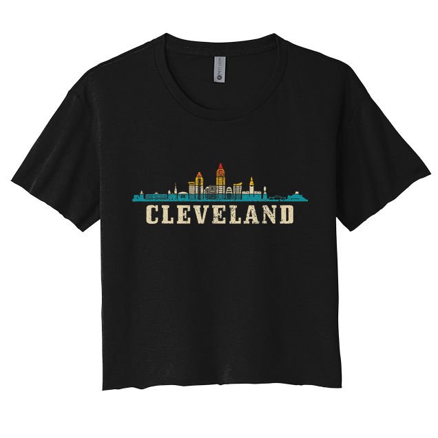 Cleveland Skyline Ohio Vintage Pride Retro Crop Top
