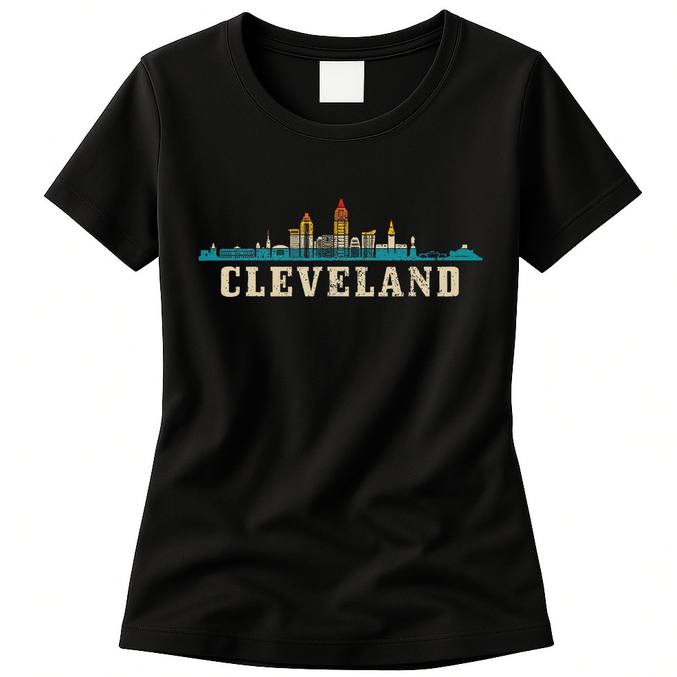 Cleveland Skyline Ohio Vintage Pride Retro Womens T-Shirt