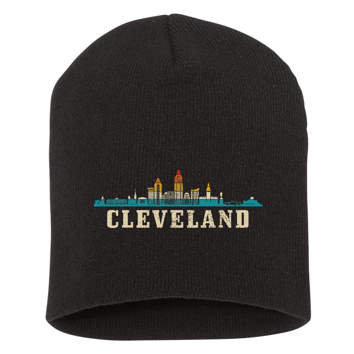 Cleveland Skyline Ohio Vintage Pride Retro Short Acrylic Beanie