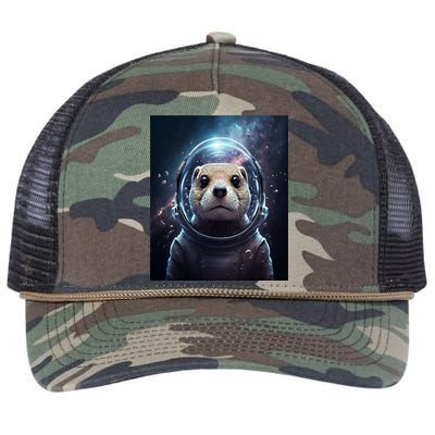 Cool Sea Otter In Space Otter In Space Suit Cool Gift Retro Rope Trucker Hat Cap