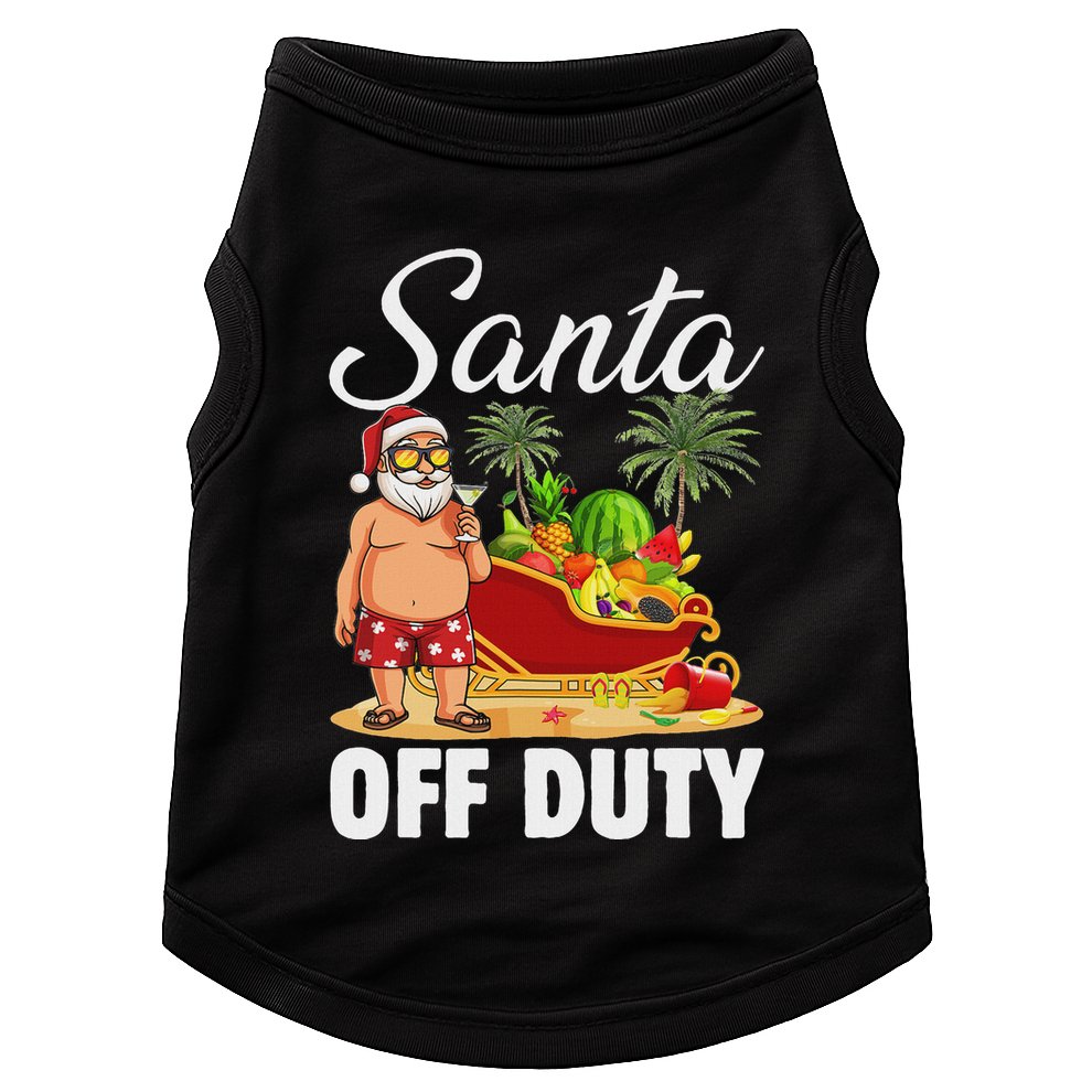 Cute Santa Off Duty Sleigh Summer Vacation Christmas In July Doggie Tank