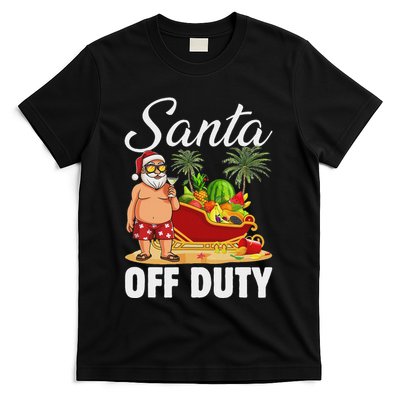 Cute Santa Off Duty Sleigh Summer Vacation Christmas In July T-Shirt