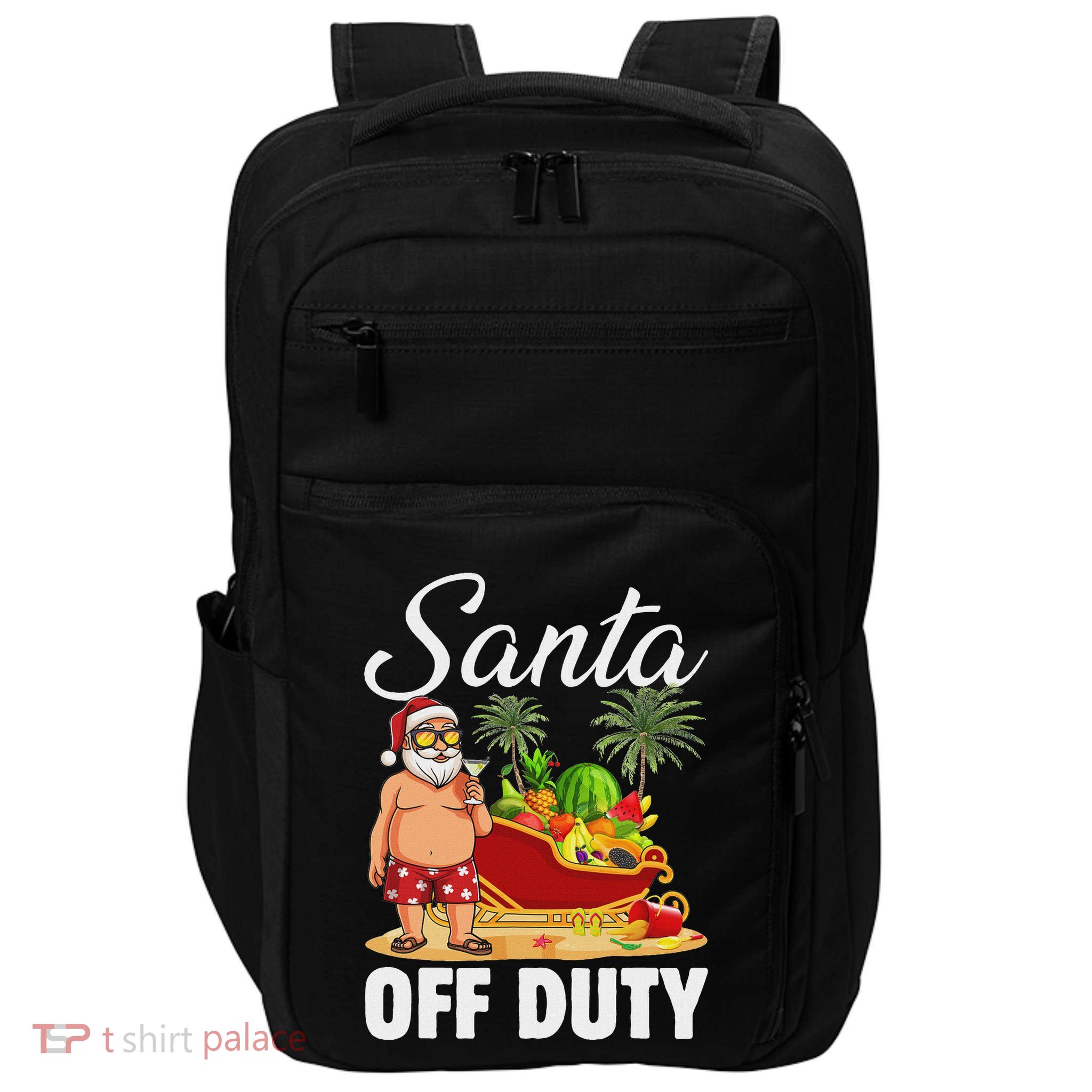 Cute Santa Off Duty Sleigh Summer Vacation Christmas In July Impact Tech Backpack