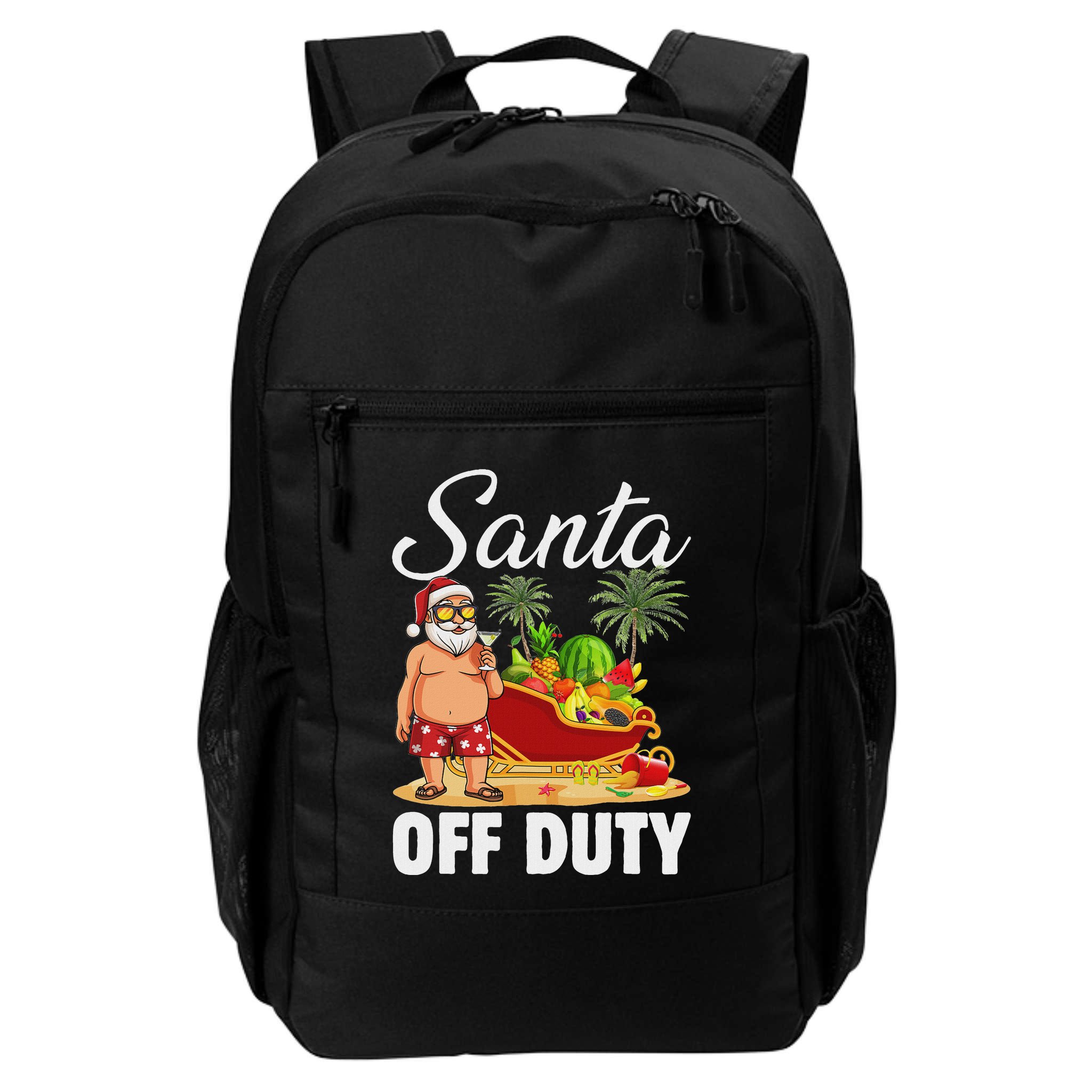 Cute Santa Off Duty Sleigh Summer Vacation Christmas In July Backpack