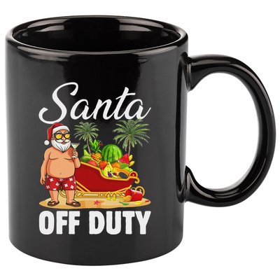 Cute Santa Off Duty Sleigh Summer Vacation Christmas In July 11oz C Handle Ceramic Mug