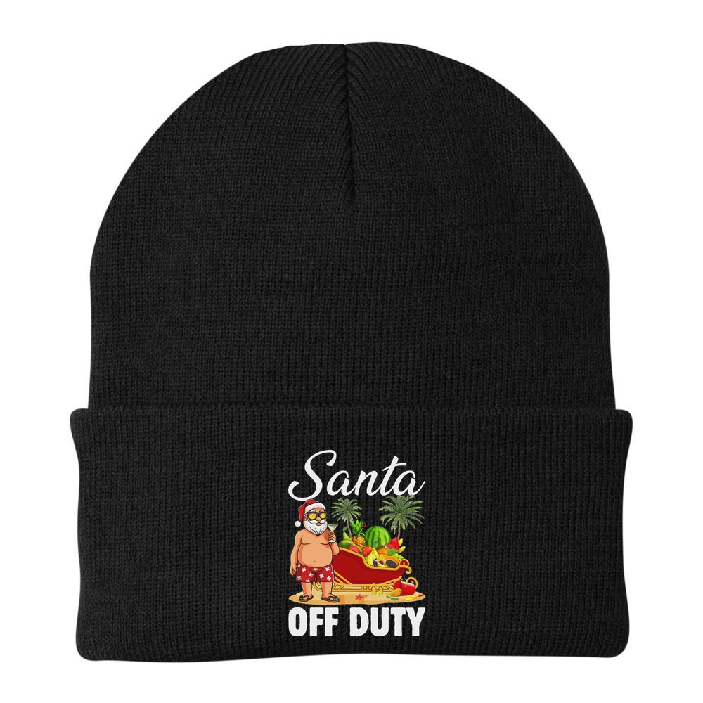 Cute Santa Off Duty Sleigh Summer Vacation Christmas In July Beanie