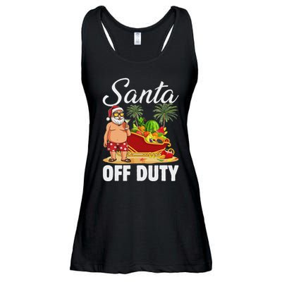 Cute Santa Off Duty Sleigh Summer Vacation Christmas In July Ladies Essential Flowy Tank