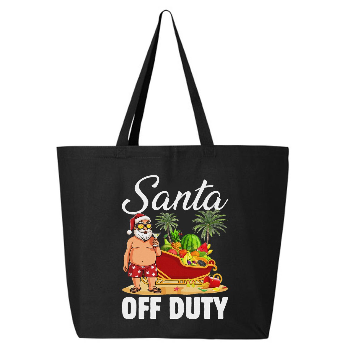 Cute Santa Off Duty Sleigh Summer Vacation Christmas In July 25L Jumbo Tote