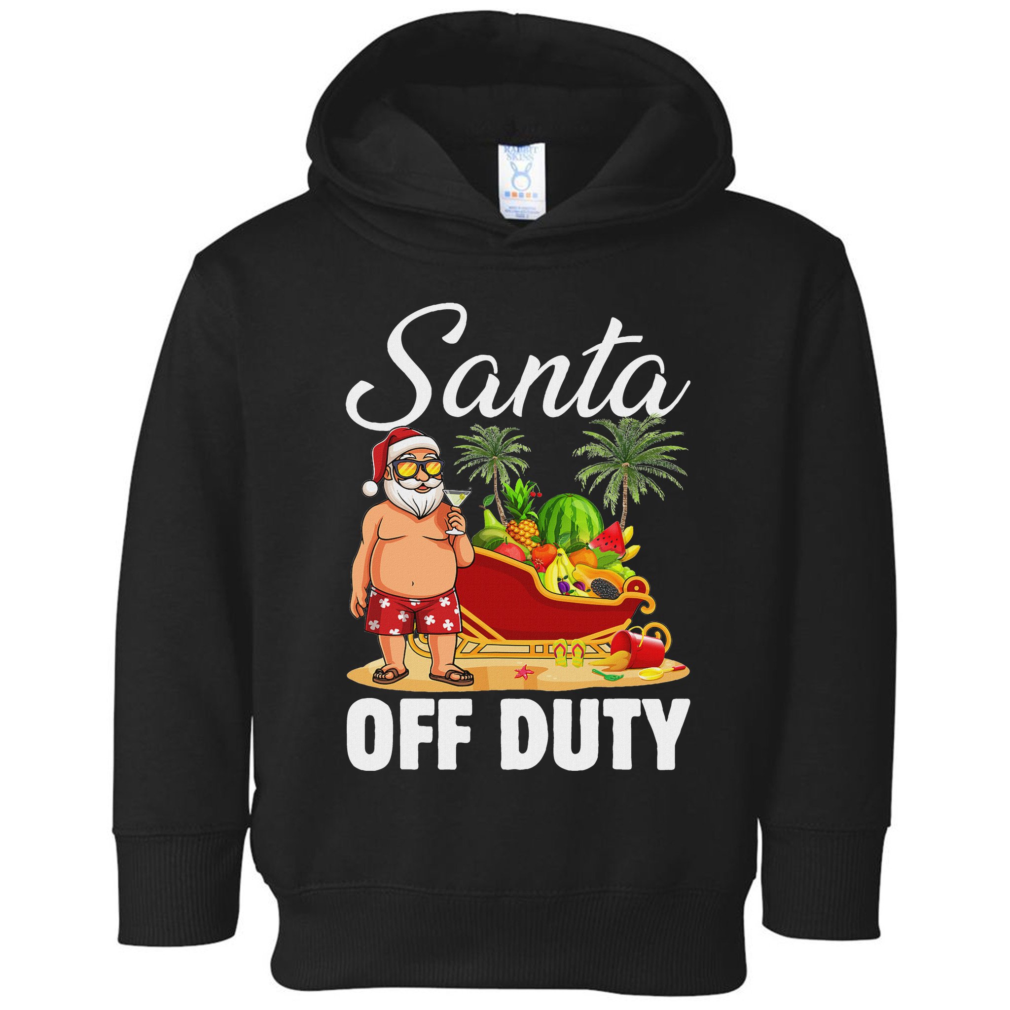 Cute Santa Off Duty Sleigh Summer Vacation Christmas In July Toddler Hoodie