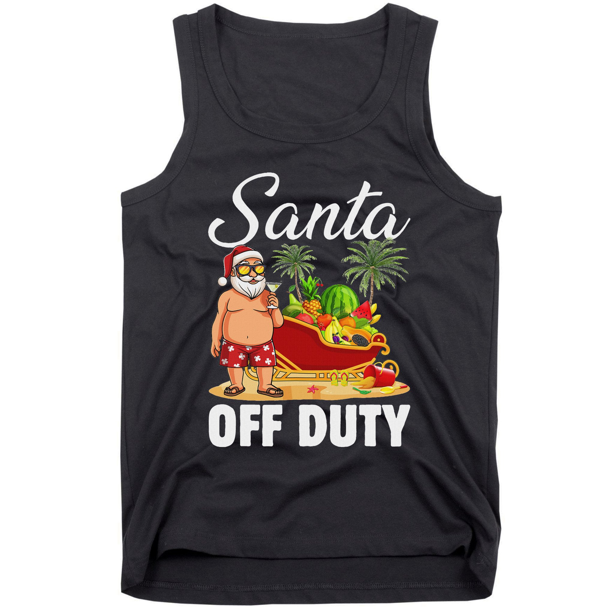 Cute Santa Off Duty Sleigh Summer Vacation Christmas In July Tank Top