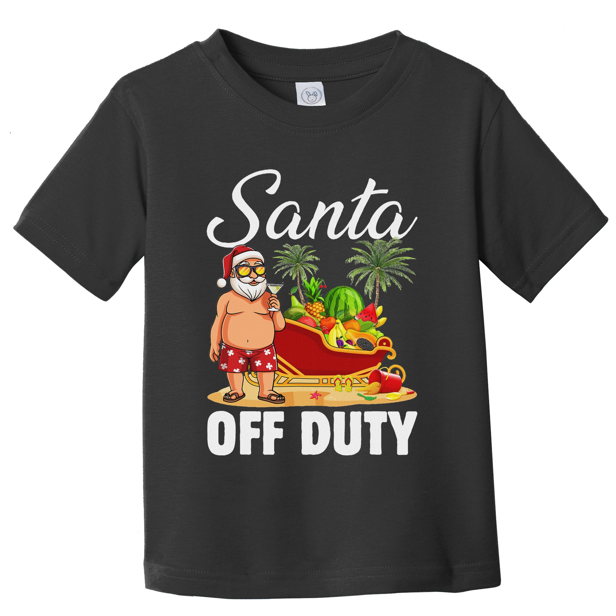 Cute Santa Off Duty Sleigh Summer Vacation Christmas In July Toddler T-Shirt