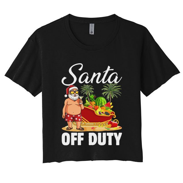 Cute Santa Off Duty Sleigh Summer Vacation Christmas In July Crop Top
