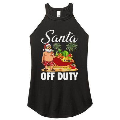 Cute Santa Off Duty Sleigh Summer Vacation Christmas In July Women's Perfect Tri Rocker Tank