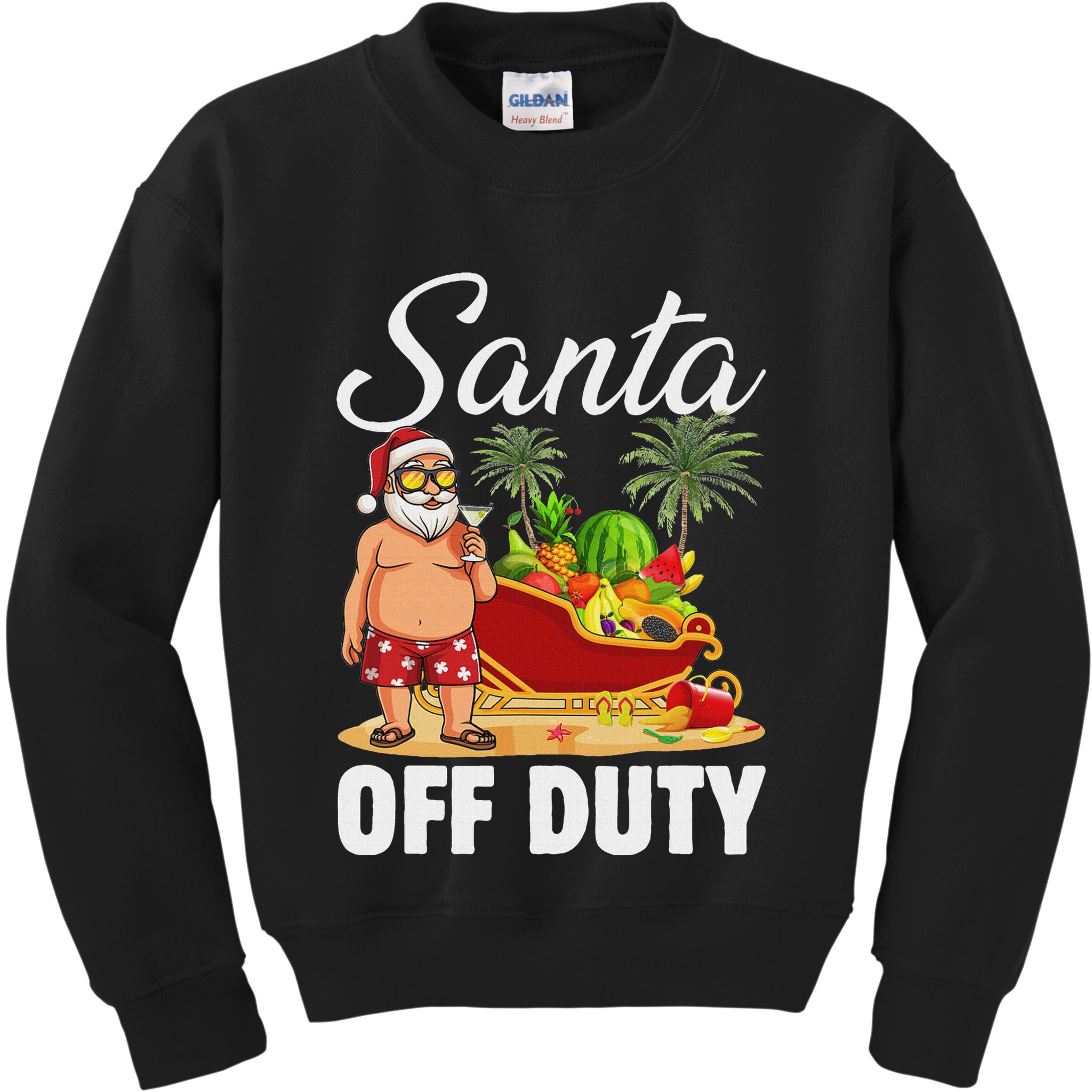 Cute Santa Off Duty Sleigh Summer Vacation Christmas In July Kids Sweatshirt