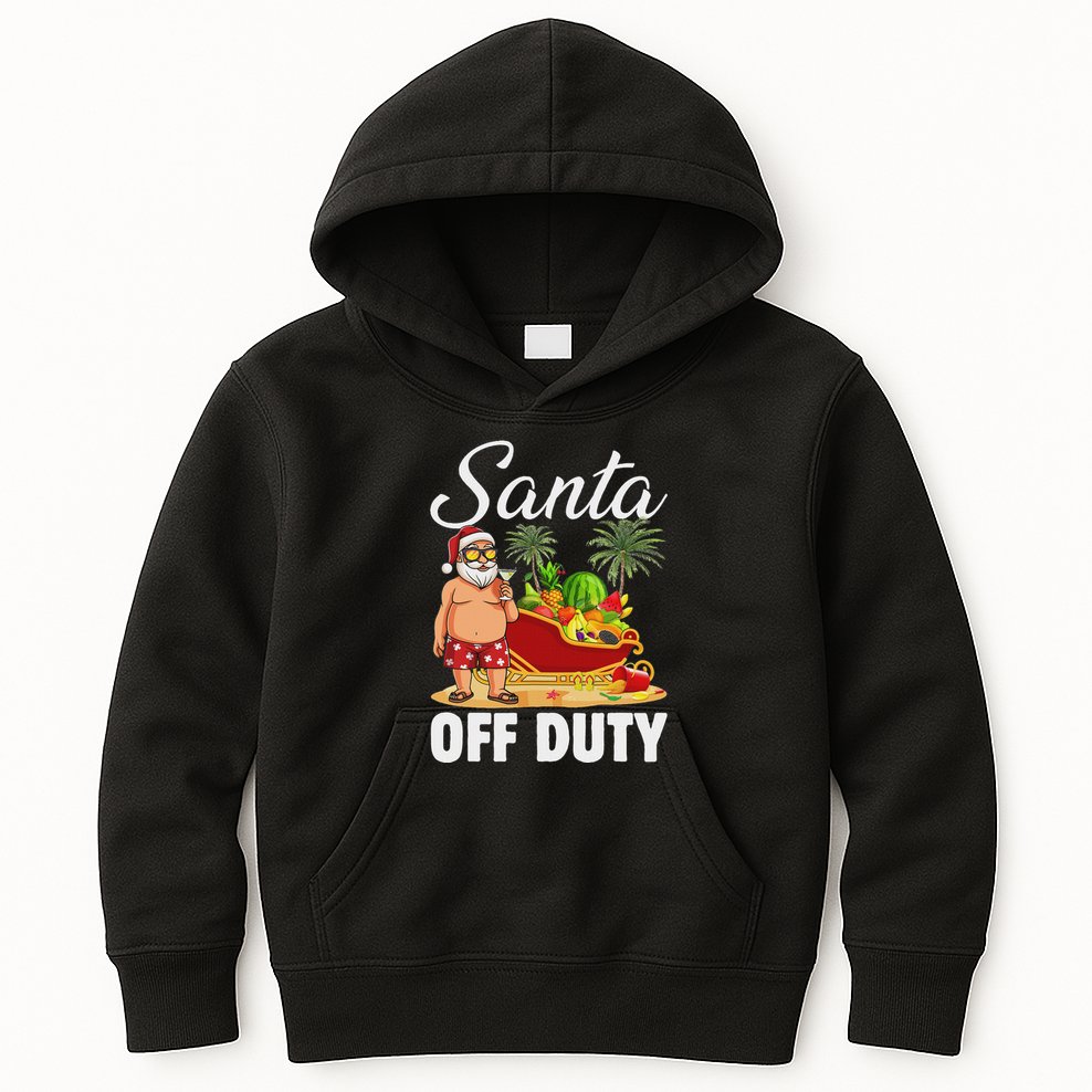 Cute Santa Off Duty Sleigh Summer Vacation Christmas In July Kids Hoodie