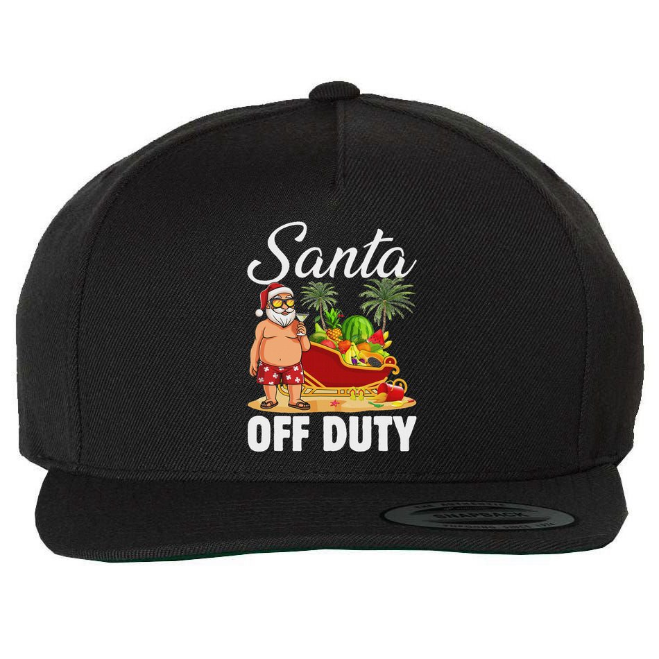 Cute Santa Off Duty Sleigh Summer Vacation Christmas In July Wool Snapback Cap