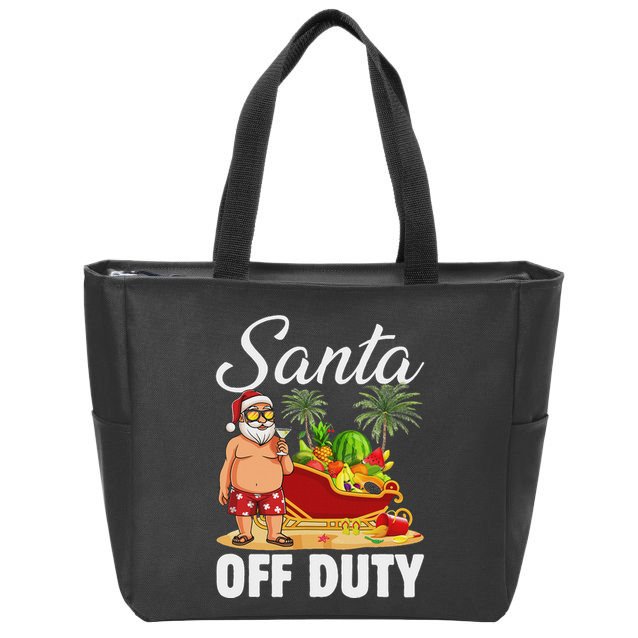 Cute Santa Off Duty Sleigh Summer Vacation Christmas In July Zip Tote Bag