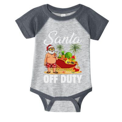 Cute Santa Off Duty Sleigh Summer Vacation Christmas In July Infant Baby Jersey Bodysuit