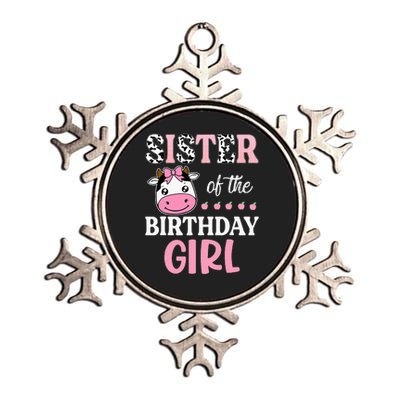 Cow Sister Of The Birthday Farming Barnyard Birthday Metallic Star Ornament