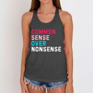 Common Sense Over Nonsense Women's Knotted Racerback Tank