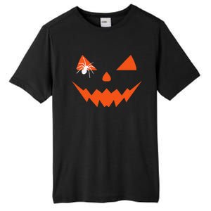 Creepy Spider On Jack O Lantern Pumpkin Face Halloween Tall Fusion ChromaSoft Performance T-Shirt