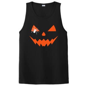 Creepy Spider On Jack O Lantern Pumpkin Face Halloween PosiCharge Competitor Tank