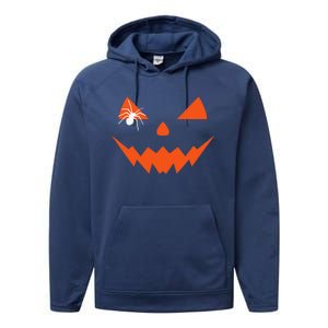 Creepy Spider On Jack O Lantern Pumpkin Face Halloween Performance Fleece Hoodie