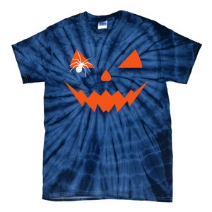 Creepy Spider On Jack O Lantern Pumpkin Face Halloween Tie-Dye T-Shirt