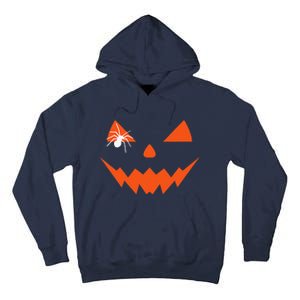 Creepy Spider On Jack O Lantern Pumpkin Face Halloween Tall Hoodie