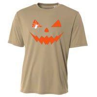 Creepy Spider On Jack O Lantern Pumpkin Face Halloween Cooling Performance Crew T-Shirt