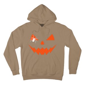 Creepy Spider On Jack O Lantern Pumpkin Face Halloween Hoodie