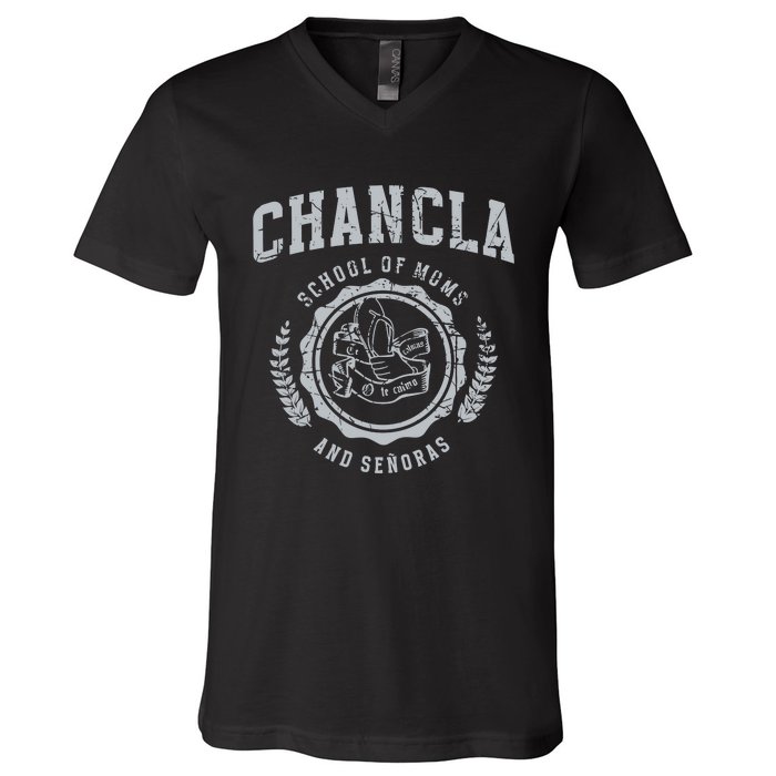 Chancla School Of Moms And Senoras V-Neck T-Shirt