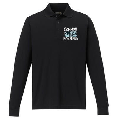 Common Sense Over Nonsense Performance Long Sleeve Polo