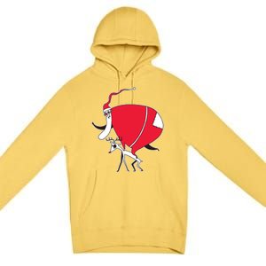 Crazy Santa On A Deer Gift Premium Pullover Hoodie