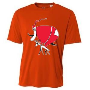 Crazy Santa On A Deer Gift Cooling Performance Crew T-Shirt