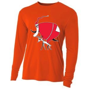 Crazy Santa On A Deer Gift Cooling Performance Long Sleeve Crew